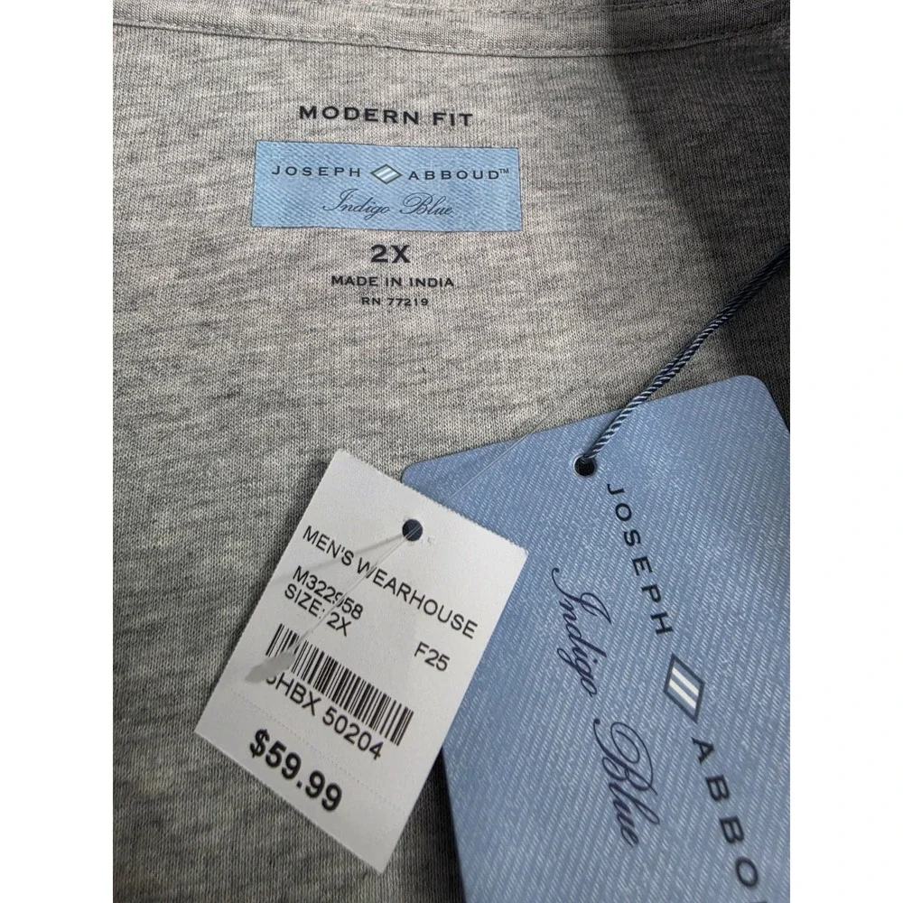 Joseph Abboud Sweater Men's 2X Gray Tight Knit Mock Neck Long Sleeve Quarter Zip